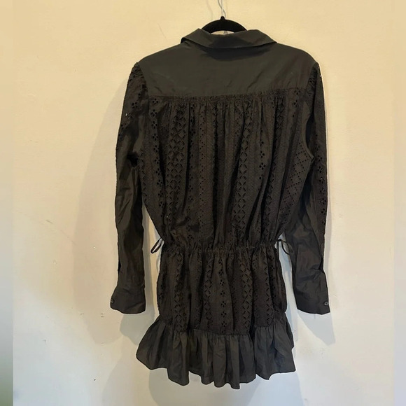 Thakoon Long Sleeve Cotton Eyelet Shirtdress Black Women's sz 8 100%Cotton E0137 - Picture 8 of 10
